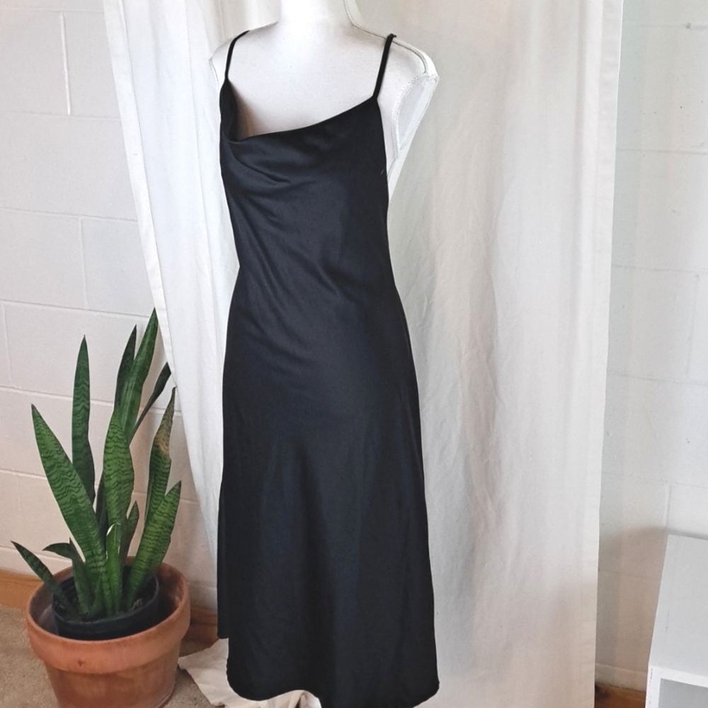 Collusion ASOS cowl neck low open strappy back silky slip dress szS sz6